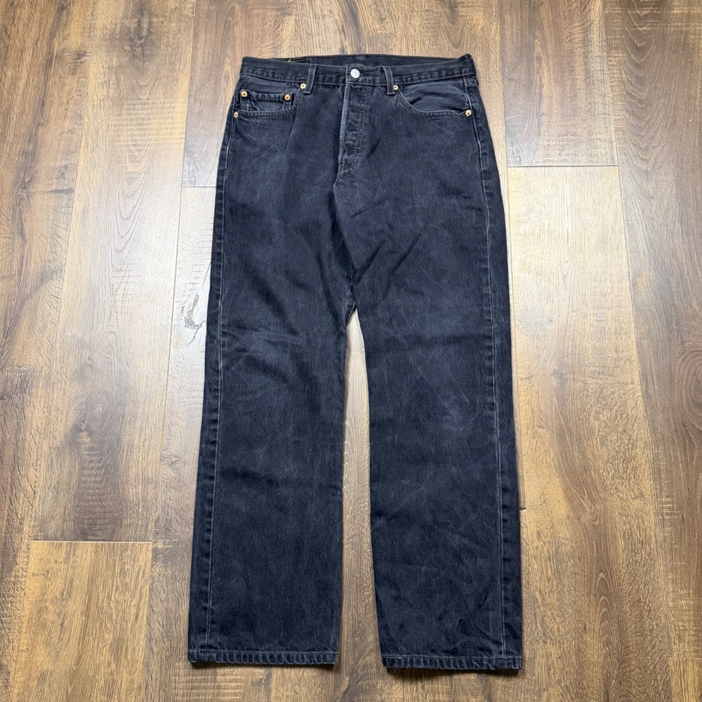 Vintage Y2K Levi's 501 Mens Black Faded Jeans Tagged 34x32 Fits 32x30